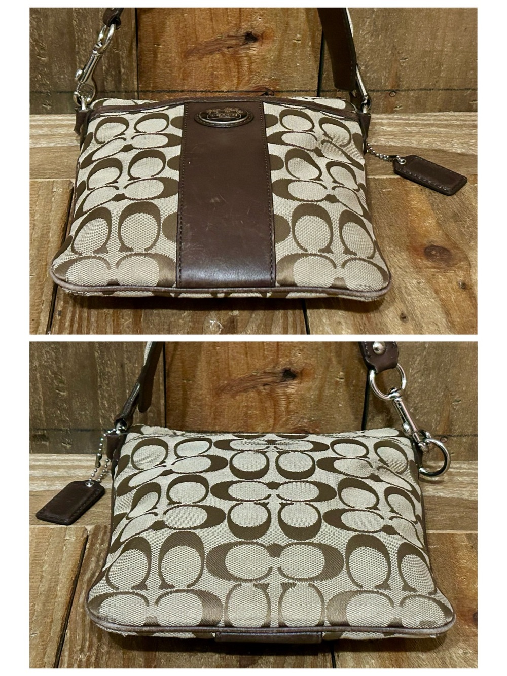 Coach. Sutton Signature Swingpack Crossbody Bag & Signature Monogram Wristlet. - Picture 9 of 16